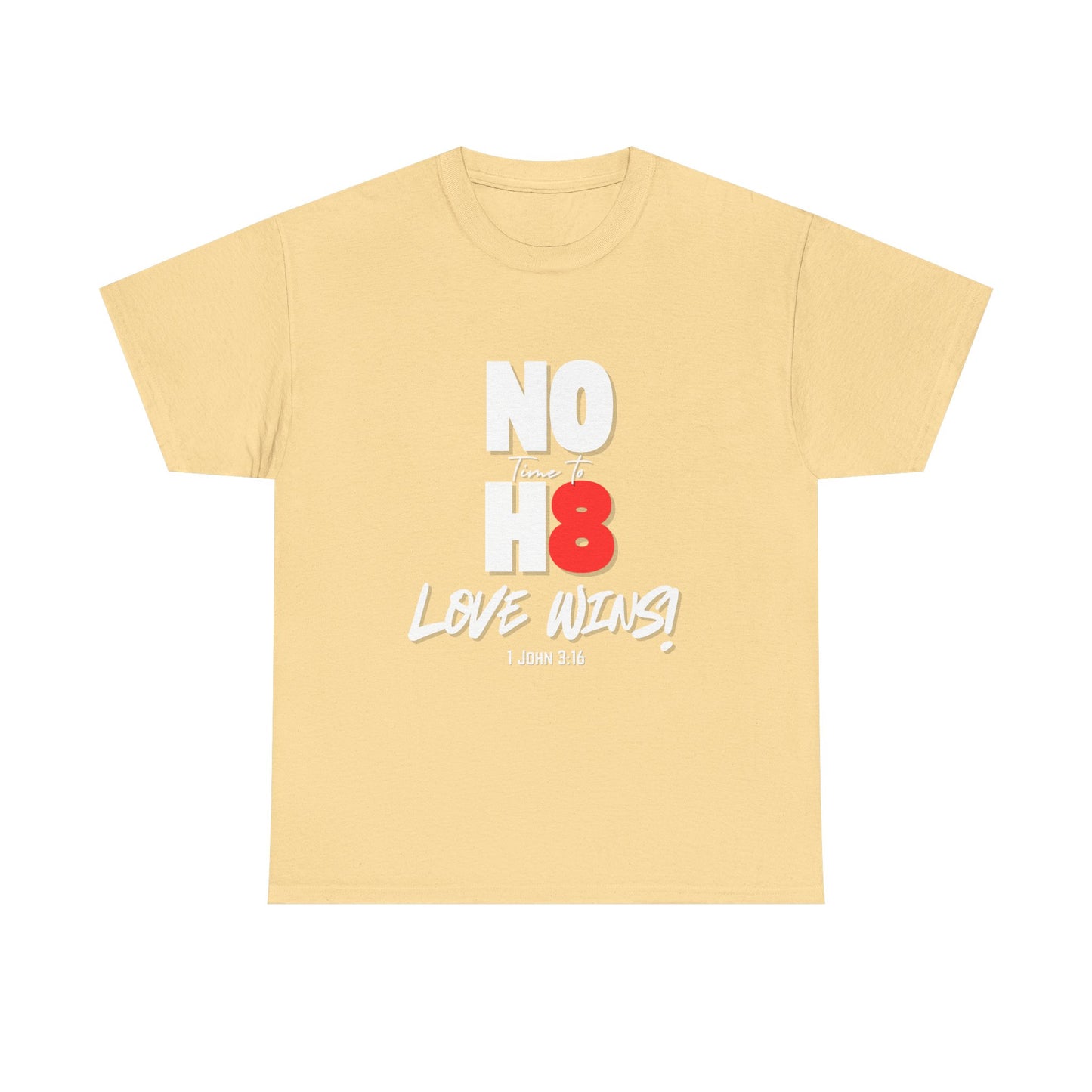 Unisex Heavy Cotton Tee - NO H8 Love Wins! Pride Shirt