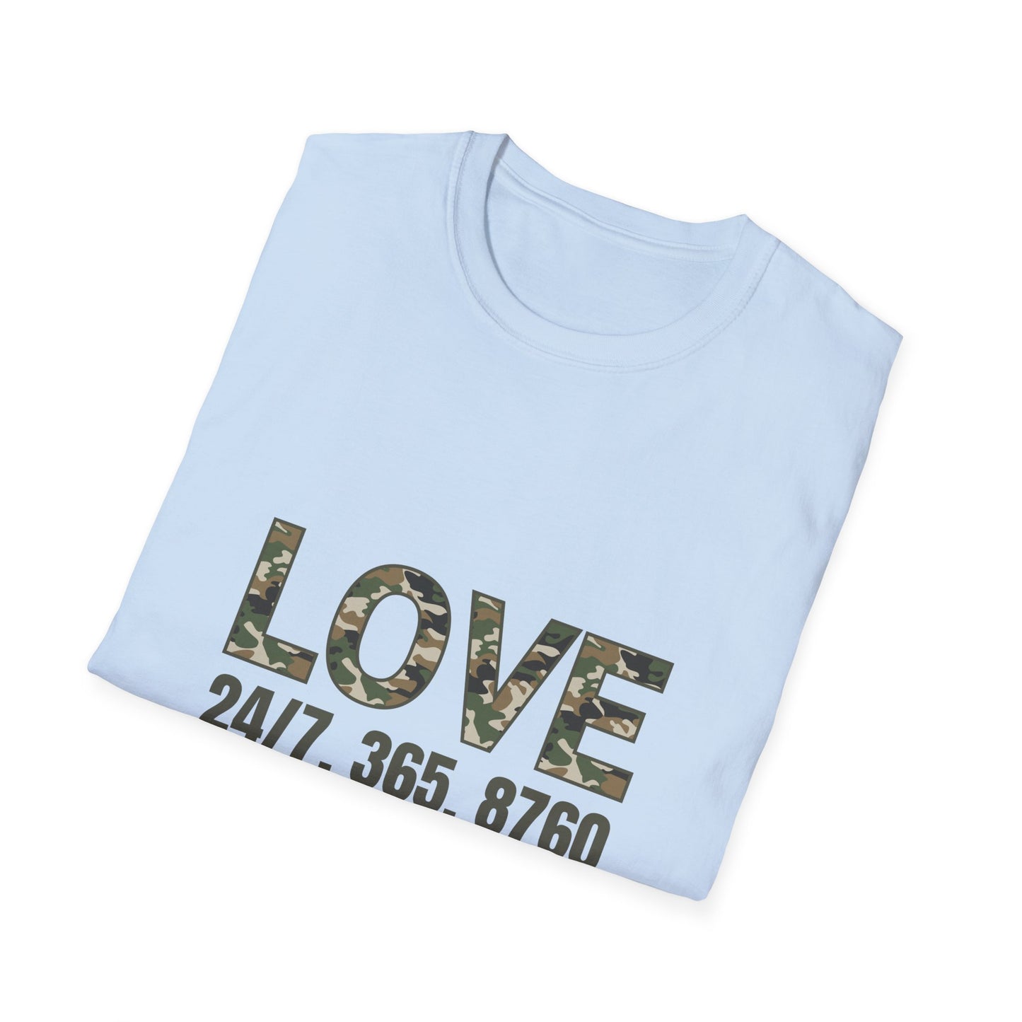 Love All Year Unisex Softstyle T-Shirt (Camouflage) | Casual Wear, Gift for Her, Gift for Him, Love Shirt, Everyday Outfit