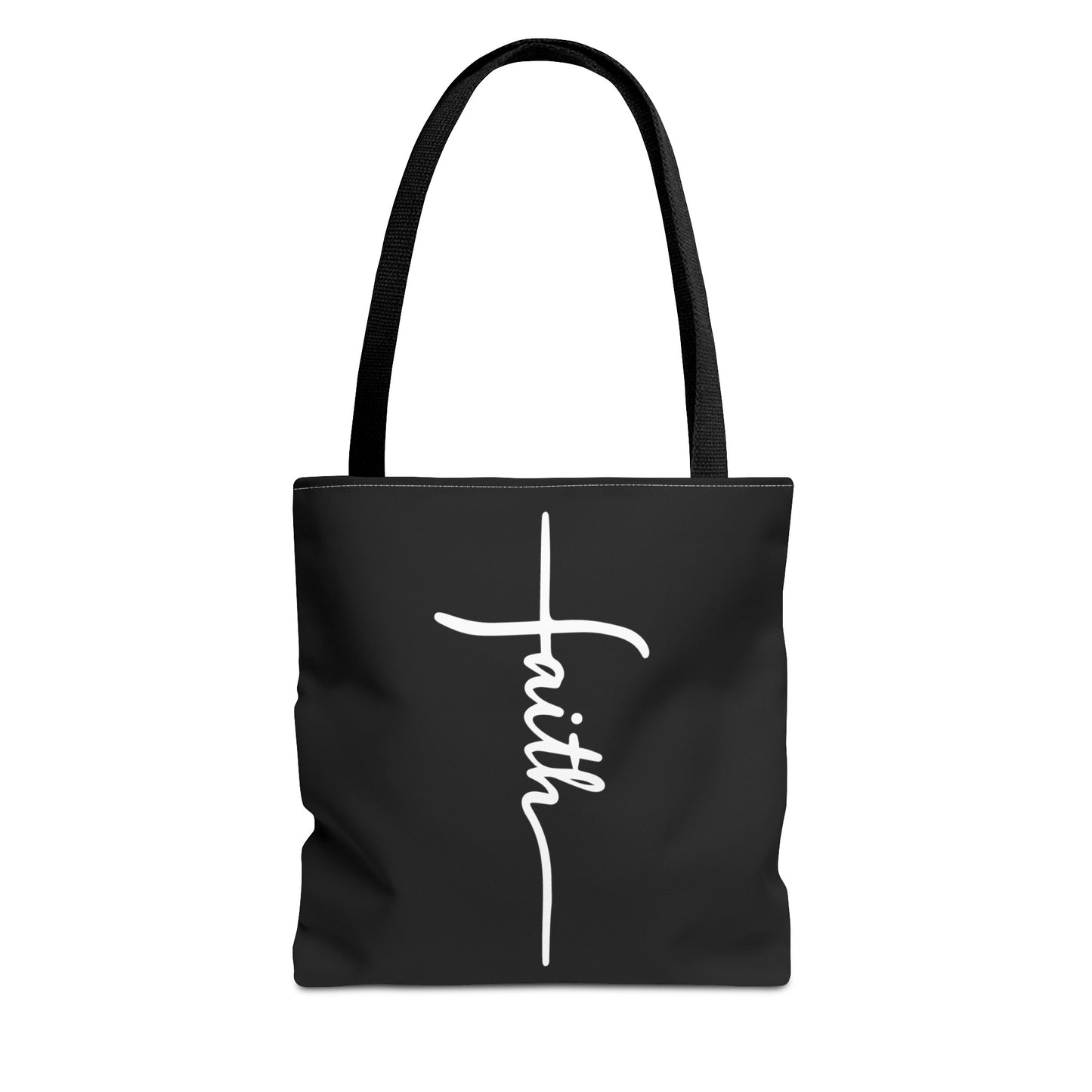 Faith Cross (Black) Tote Bag (AOP)