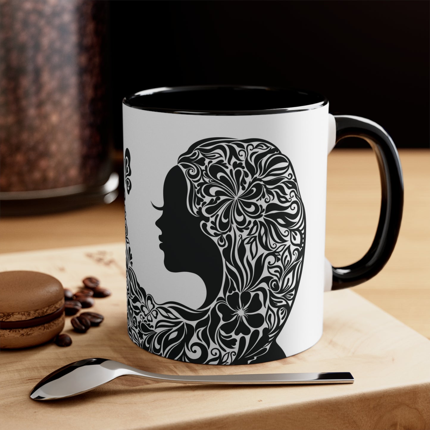 Black Butterfly Accent Coffee Mug, 11oz