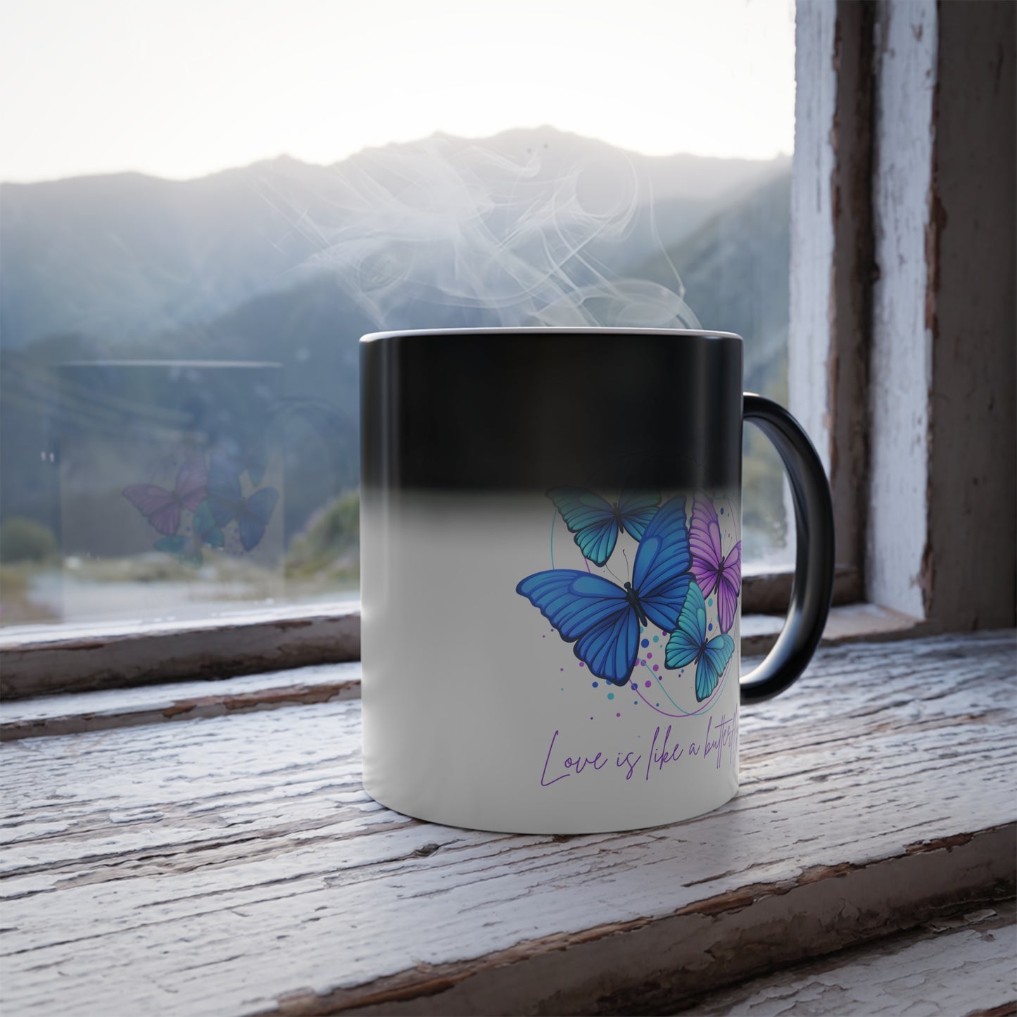 Love is Like a Butterfly Color Morphing Mug, 11oz