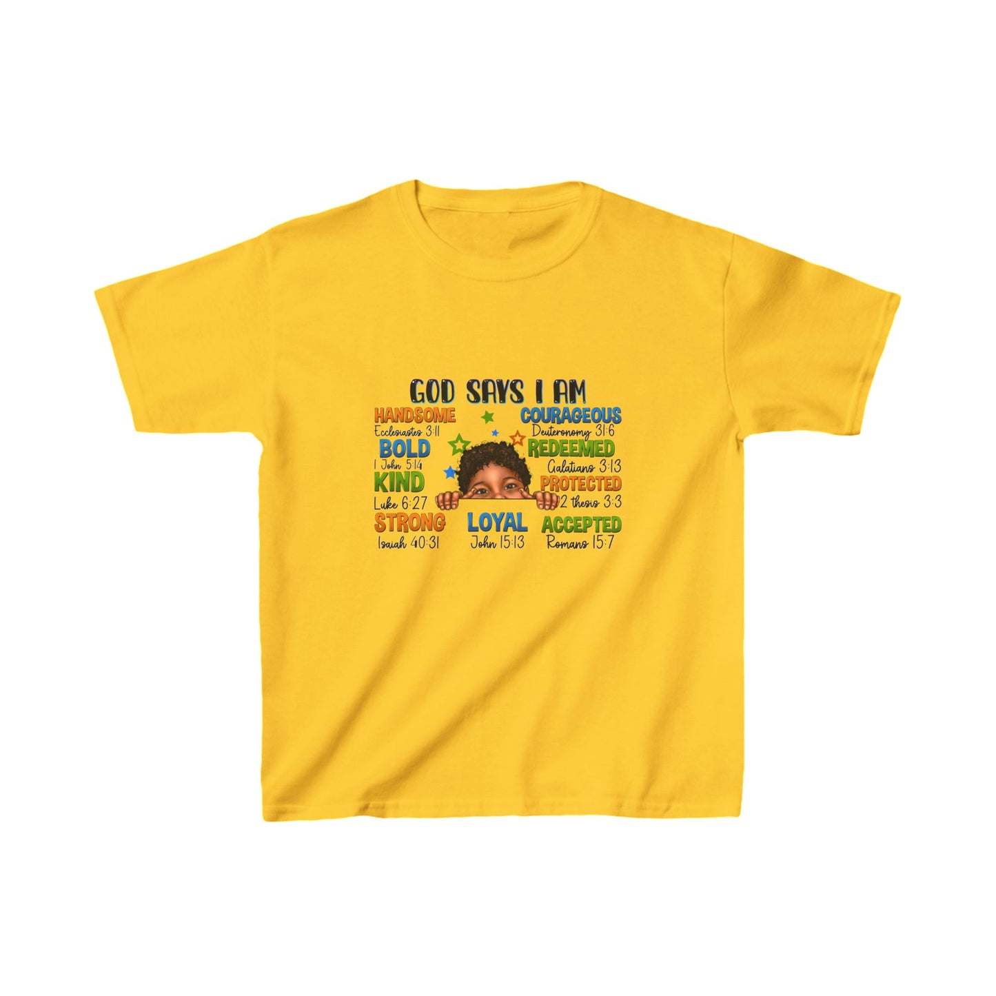 God Says I Am Kids Heavy Cotton™ Tee