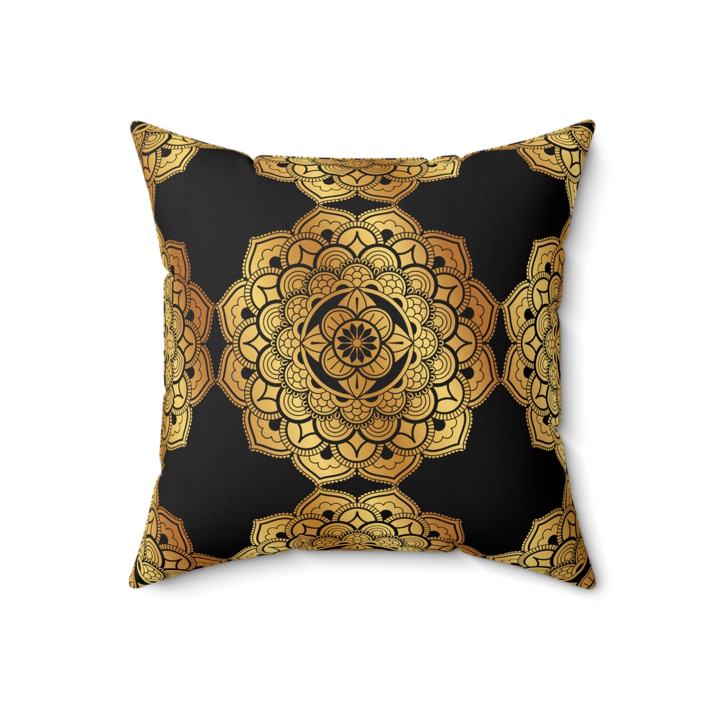 Black and Gold Faux Suede Square Pillow