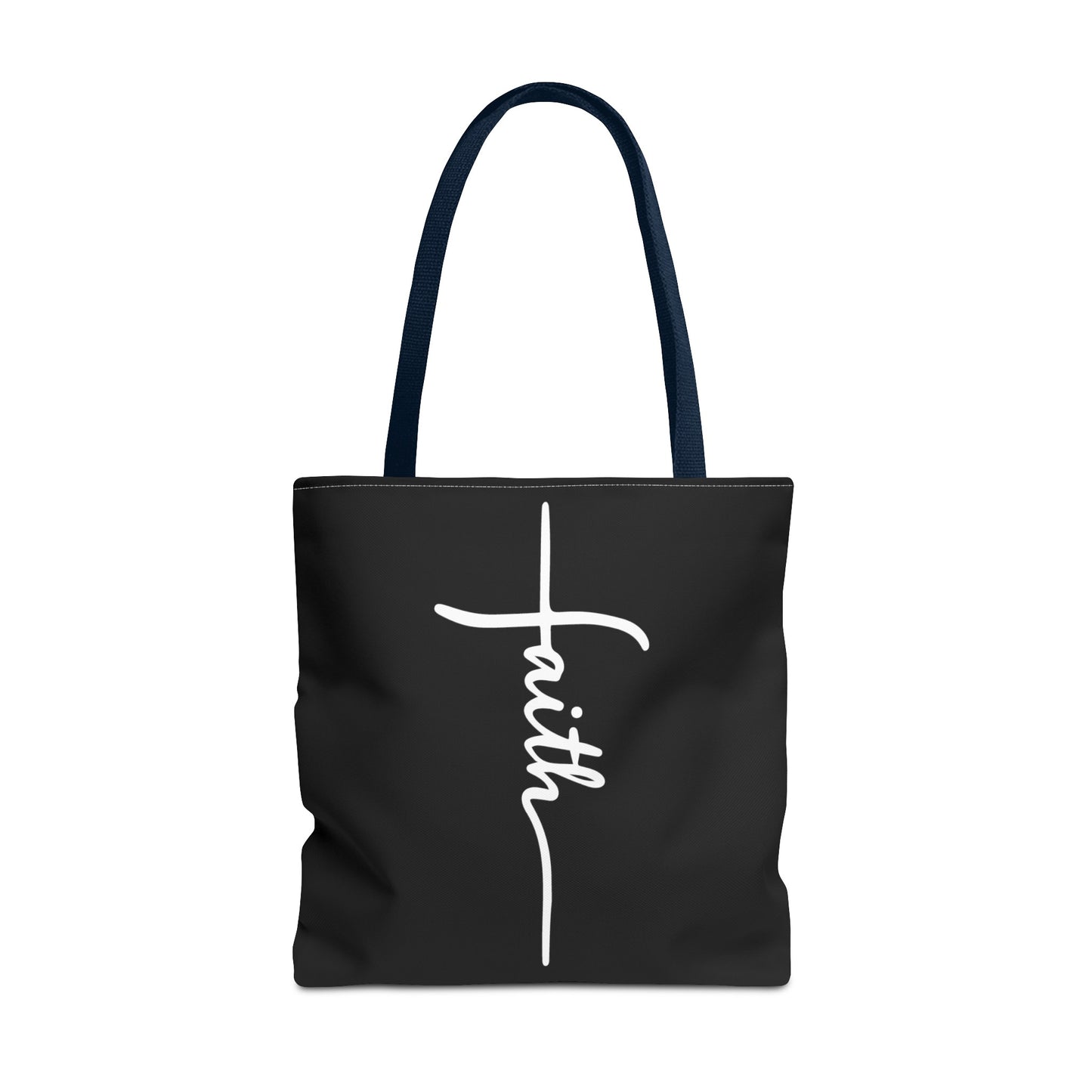 Faith Cross (Black) Tote Bag (AOP)