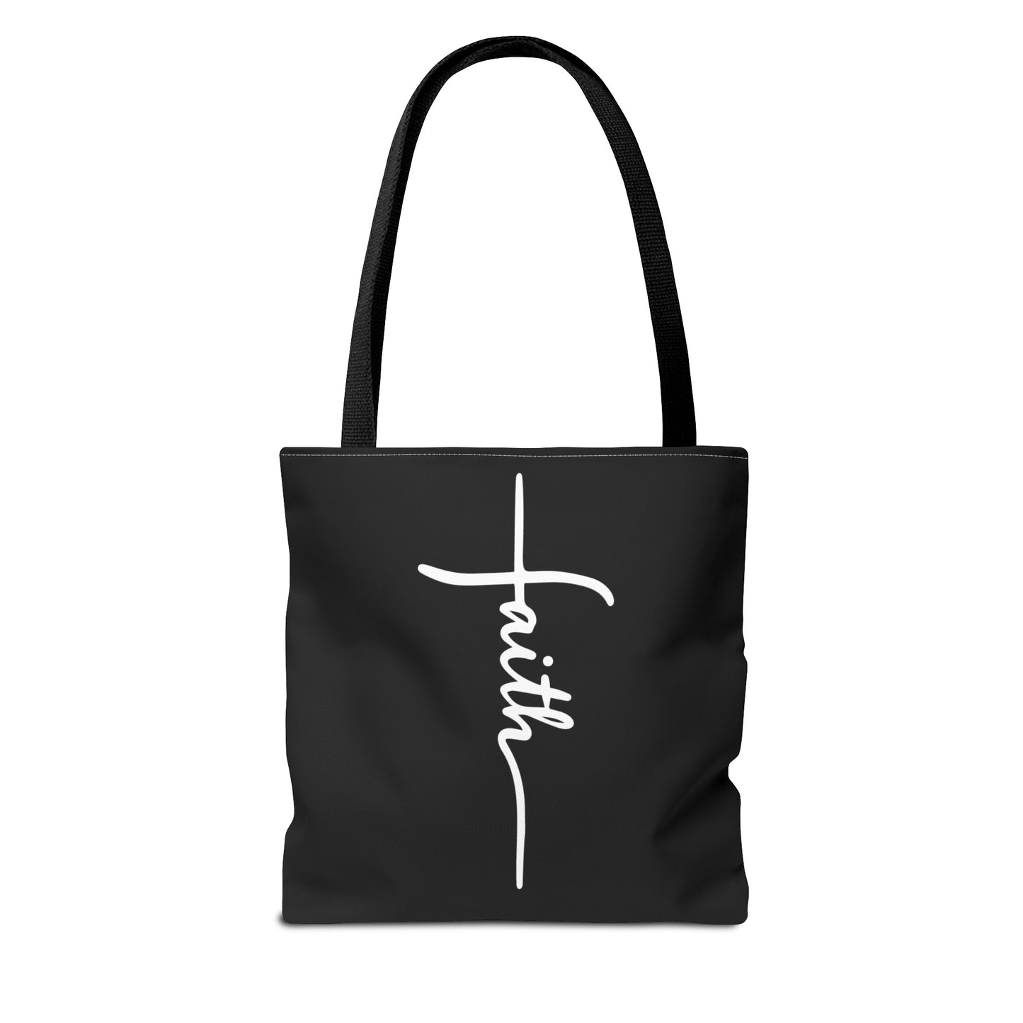 Faith Cross (Black) Tote Bag (AOP)