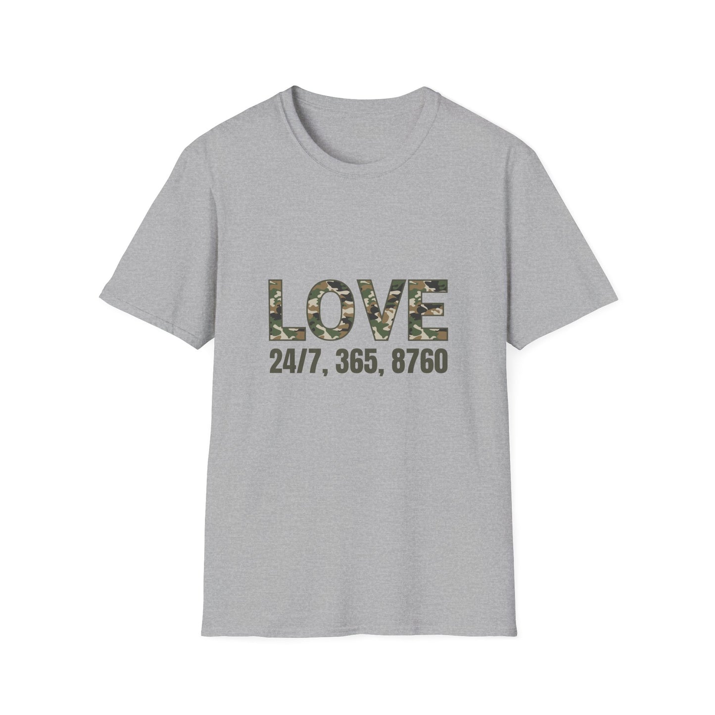 Love All Year Unisex Softstyle T-Shirt (Camouflage) | Casual Wear, Gift for Her, Gift for Him, Love Shirt, Everyday Outfit