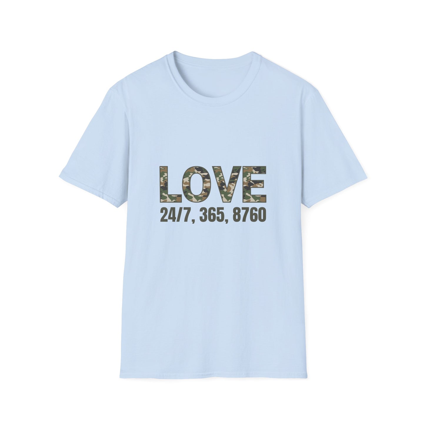 Love All Year Unisex Softstyle T-Shirt (Camouflage) | Casual Wear, Gift for Her, Gift for Him, Love Shirt, Everyday Outfit