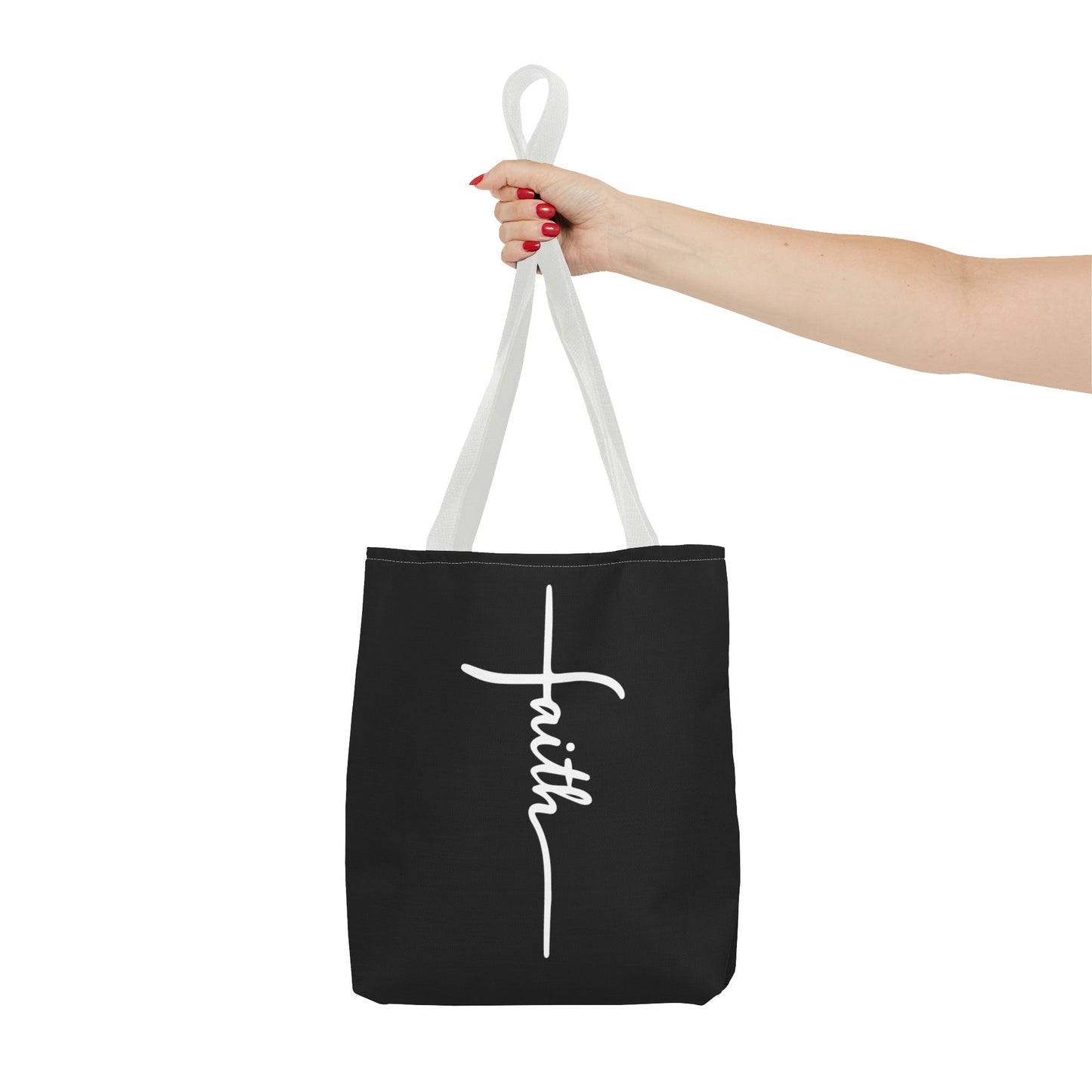 Faith Cross (Black) Tote Bag (AOP)