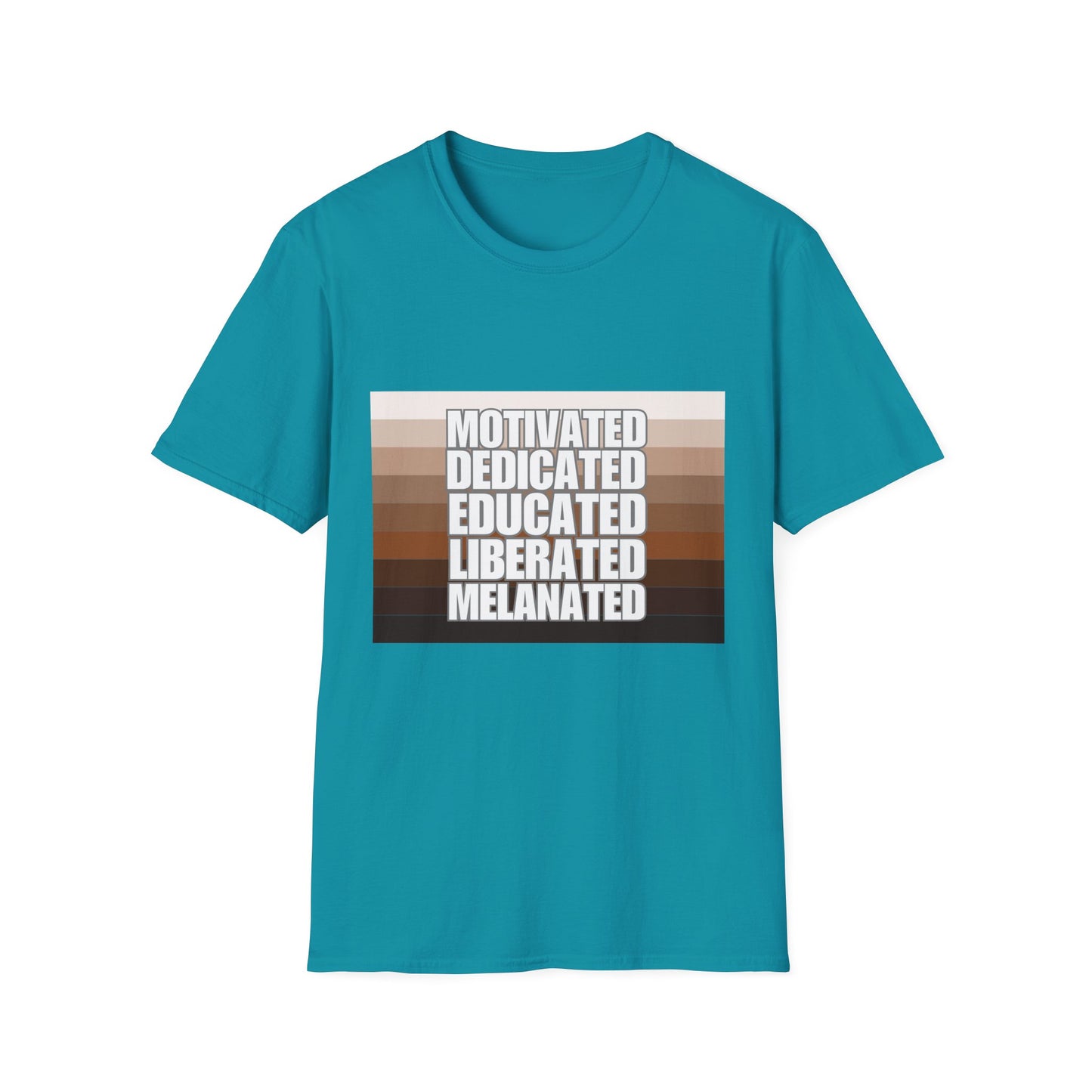 Motivated & Educated Unisex Softstyle T-Shirt - Celebrate Liberation and Melanation