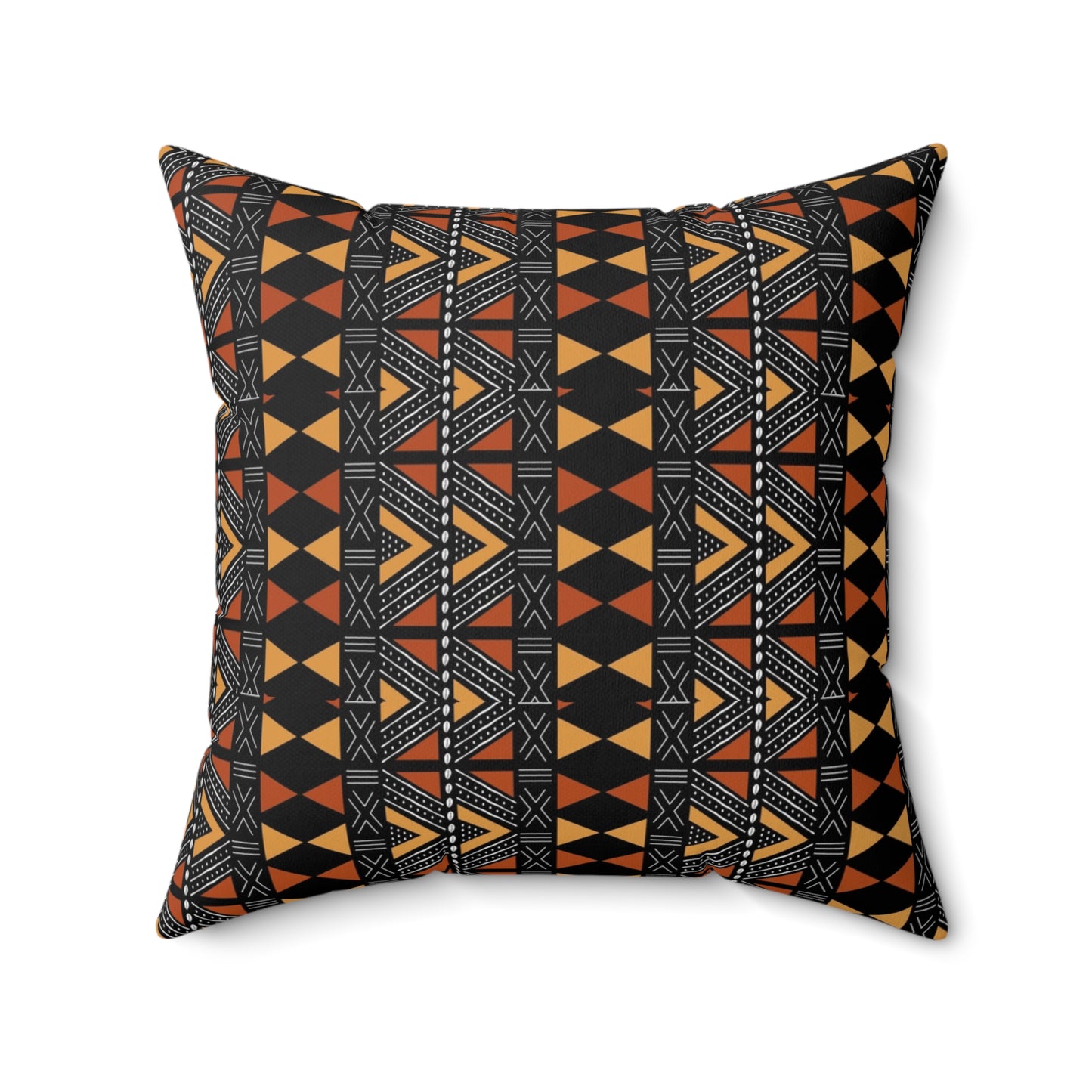 Mudcloth Print Faux Suede Square Pillow