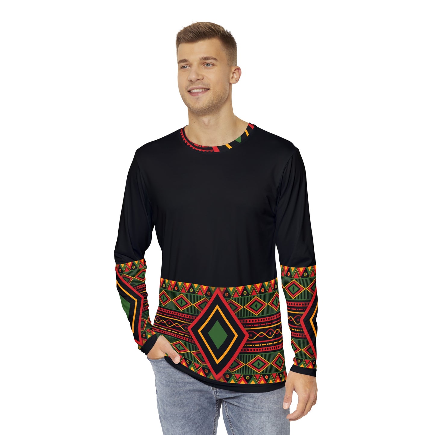 Kente Print Long Sleeve Shirt (AOP)