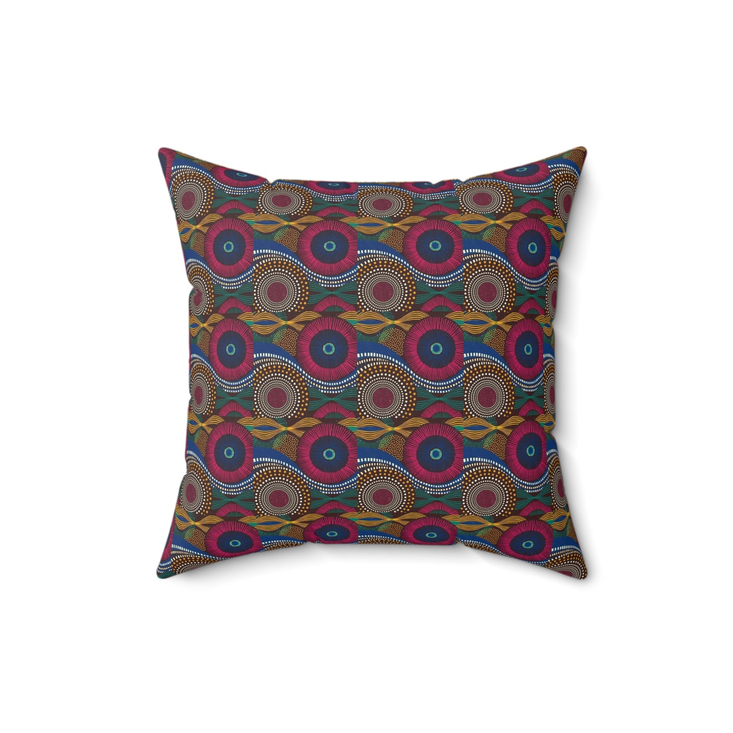 African Tribal Colorful Faux Suede Square Pillow