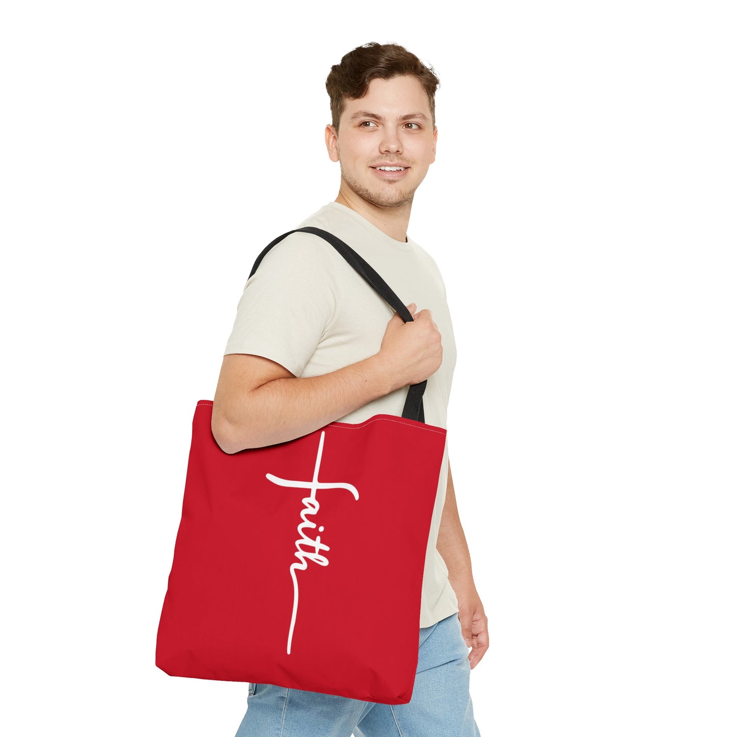 Faith Cross (Red) Tote Bag (AOP)