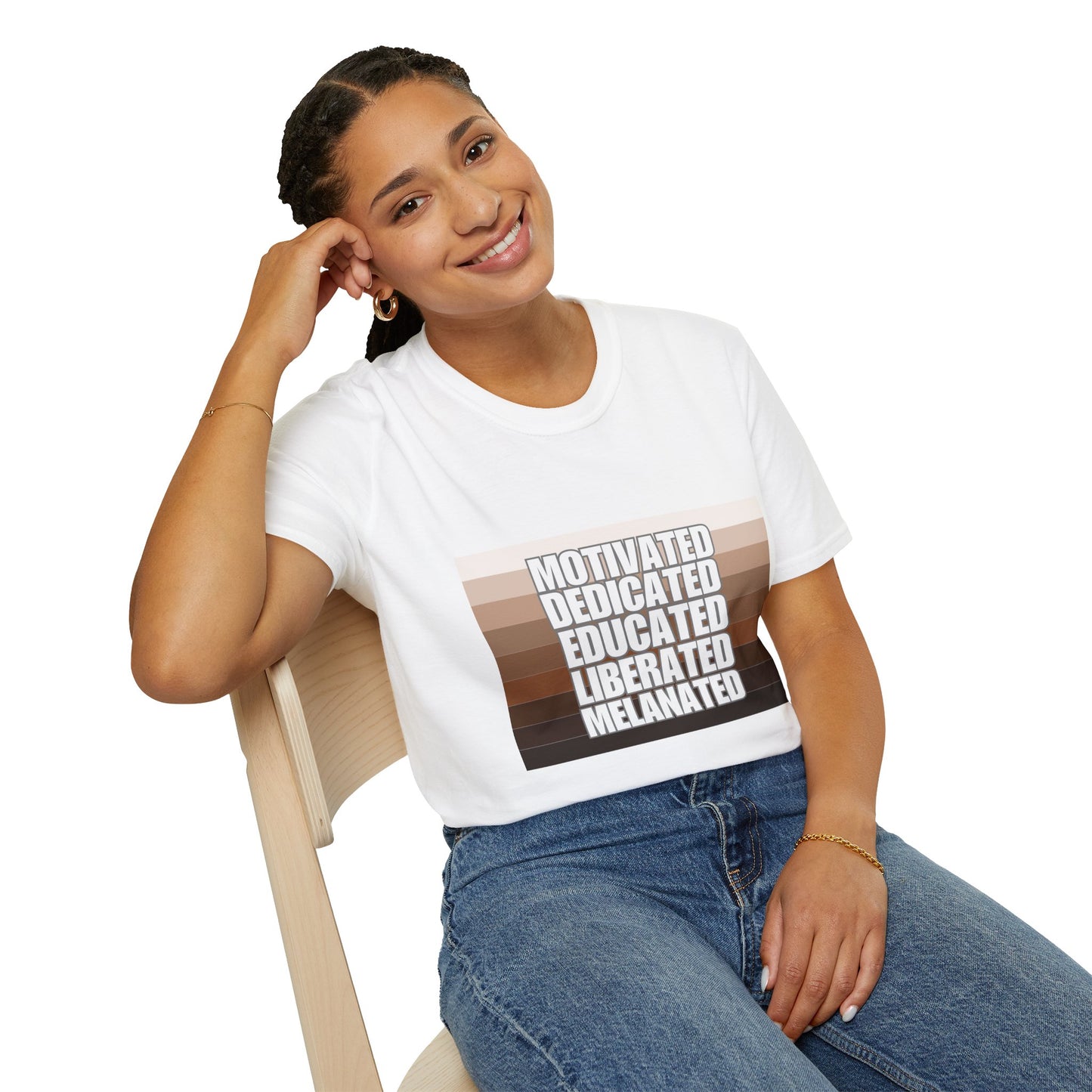 Motivated & Educated Unisex Softstyle T-Shirt - Celebrate Liberation and Melanation