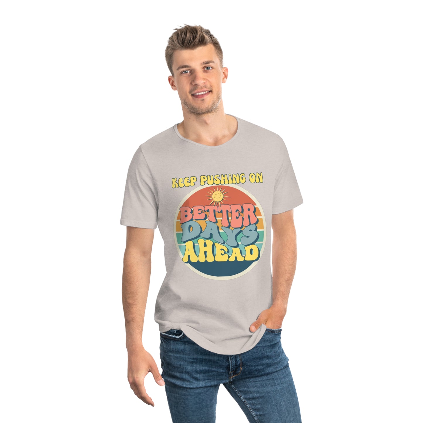 Men's Jersey Curved Hem Tee - 'Better Days Ahead' Graphic Tee
