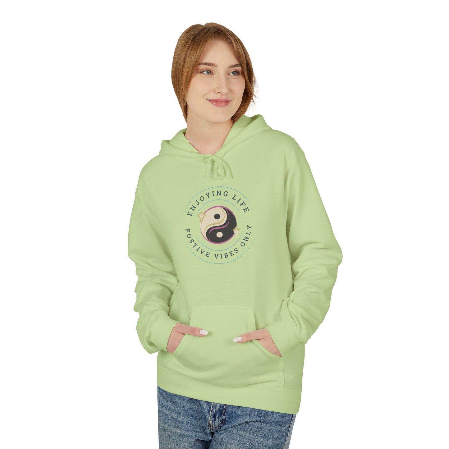 Positive Vibes Unisex Fleece Hoodie - Enjoy Life & Stay Positive