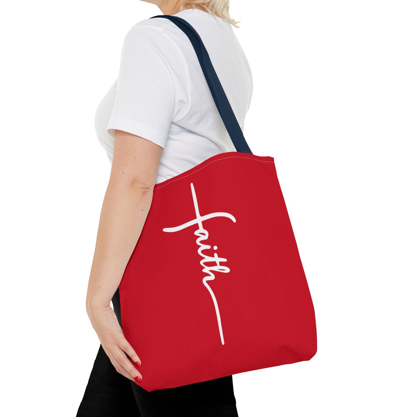 Faith Cross (Red) Tote Bag (AOP)