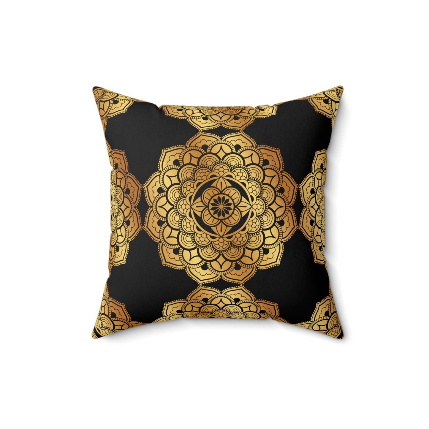 Black and Gold Faux Suede Square Pillow