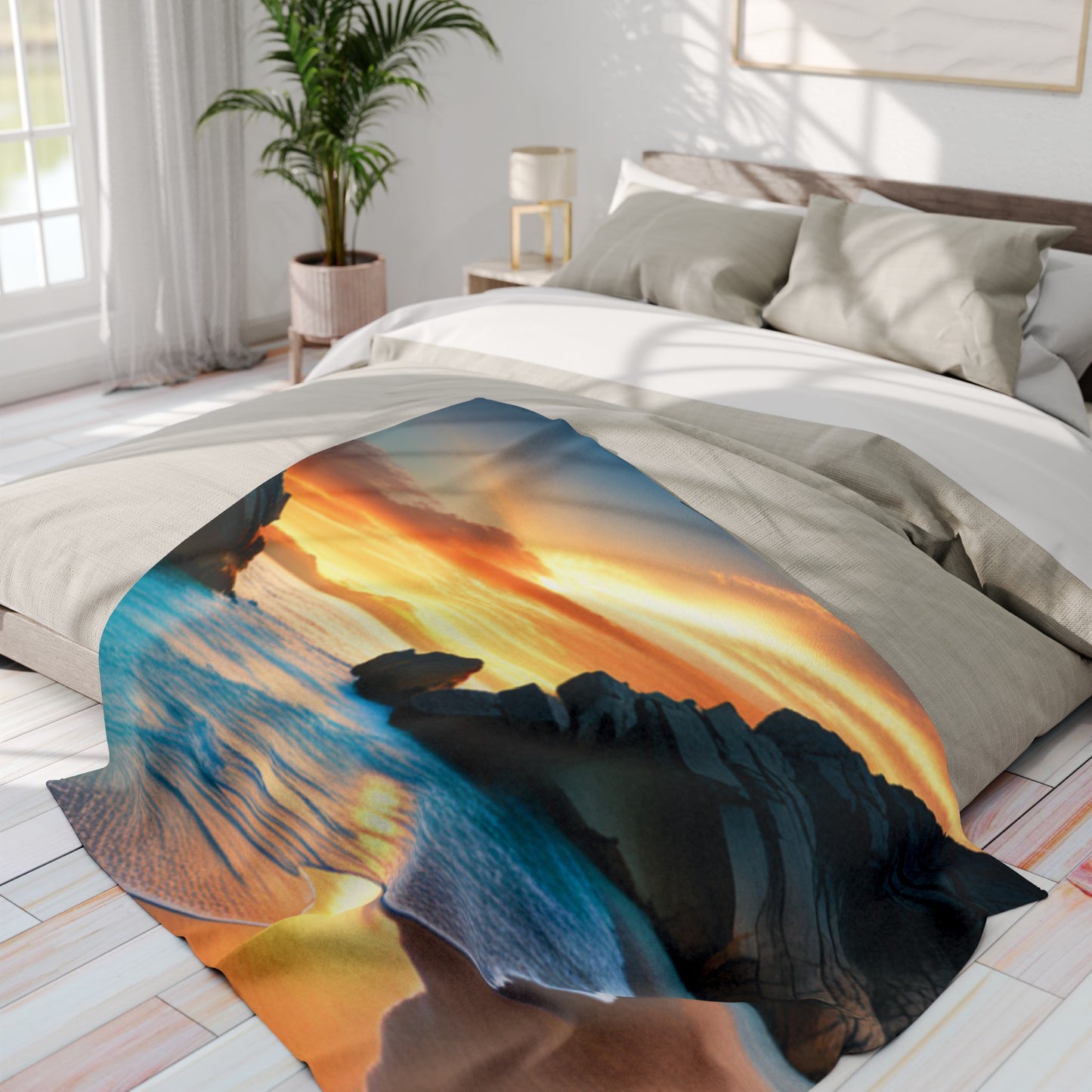 Beach Sunset Arctic Fleece Blanket