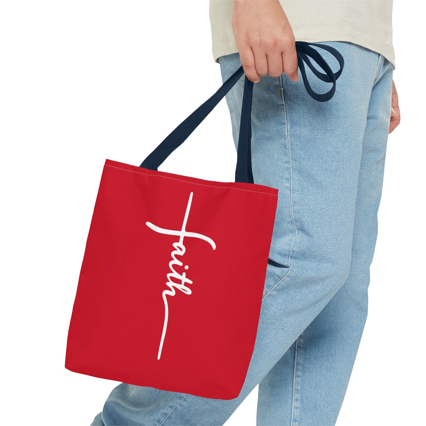 Faith Cross (Red) Tote Bag (AOP)