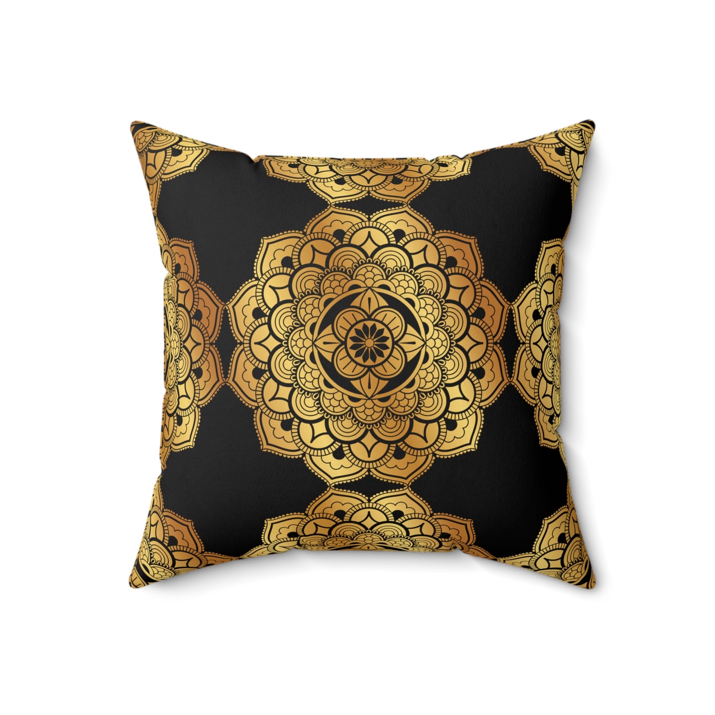 Black and Gold Faux Suede Square Pillow