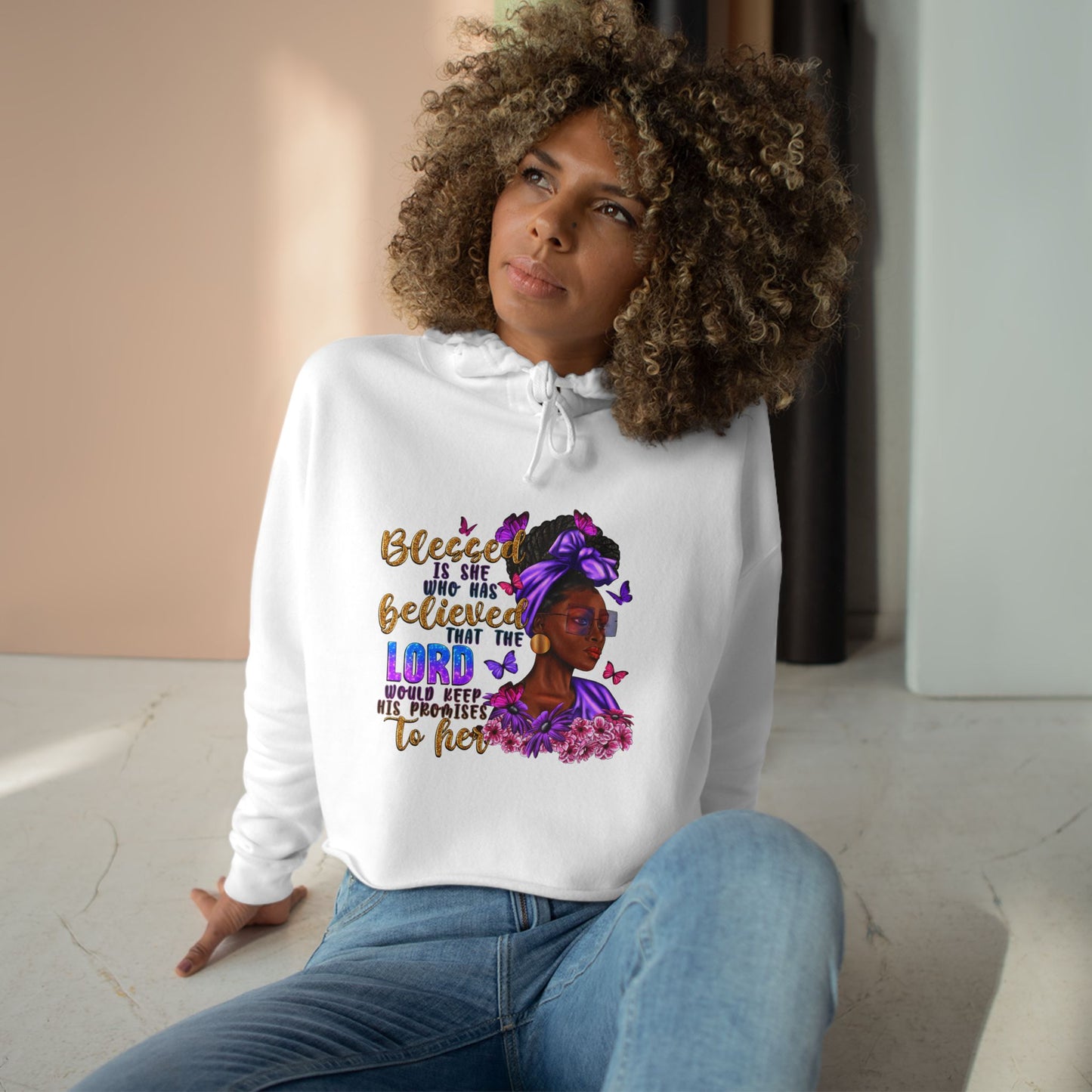 Blessed Woman Crop Hoodie