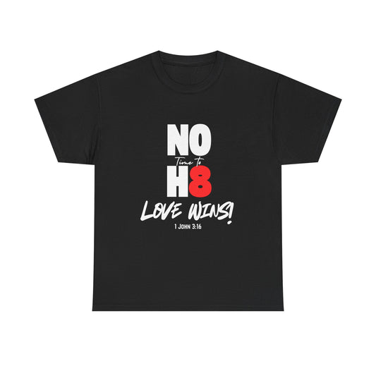 Unisex Heavy Cotton Tee - NO H8 Love Wins! Pride Shirt