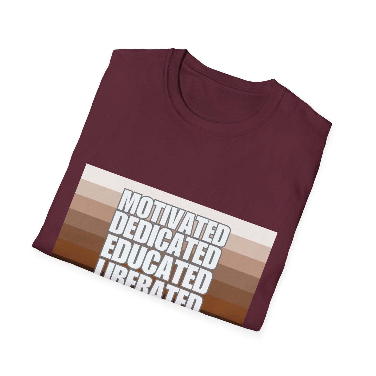 Motivated & Educated Unisex Softstyle T-Shirt - Celebrate Liberation and Melanation
