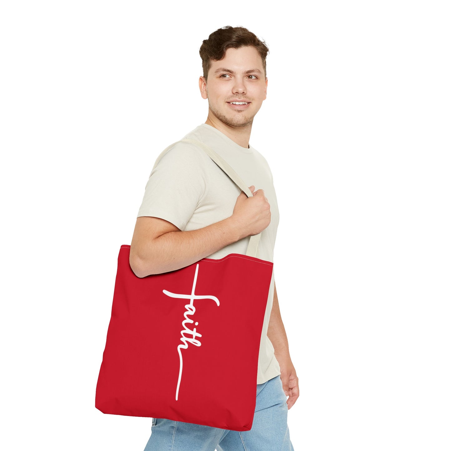 Faith Cross (Red) Tote Bag (AOP)