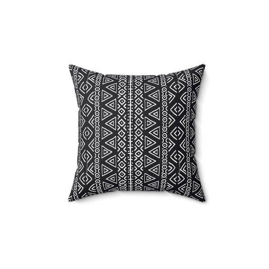 African Tribal Print Faux Suede Square Pillow