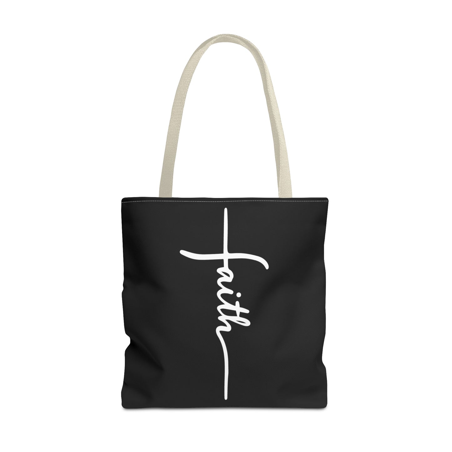 Faith Cross (Black) Tote Bag (AOP)