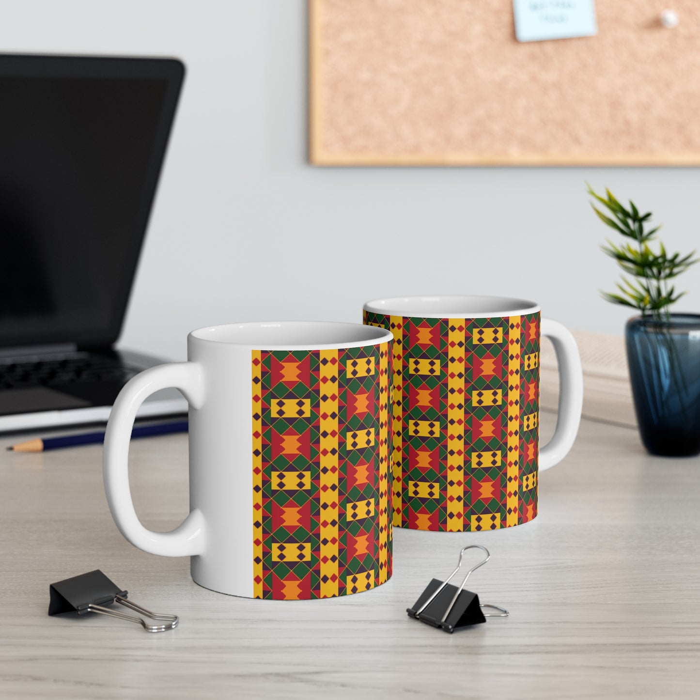 Kente Print Ceramic Mug, 11oz