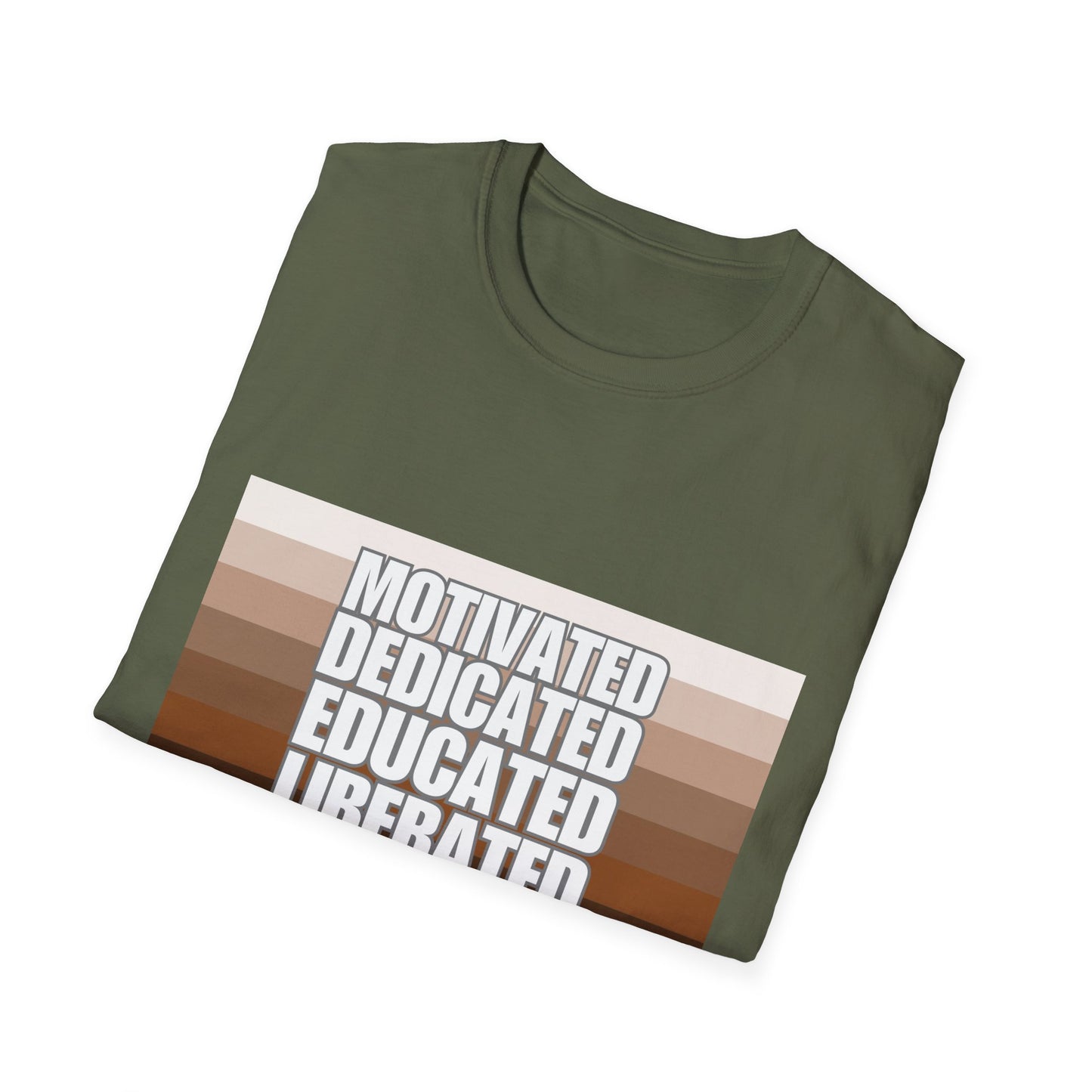 Motivated & Educated Unisex Softstyle T-Shirt - Celebrate Liberation and Melanation