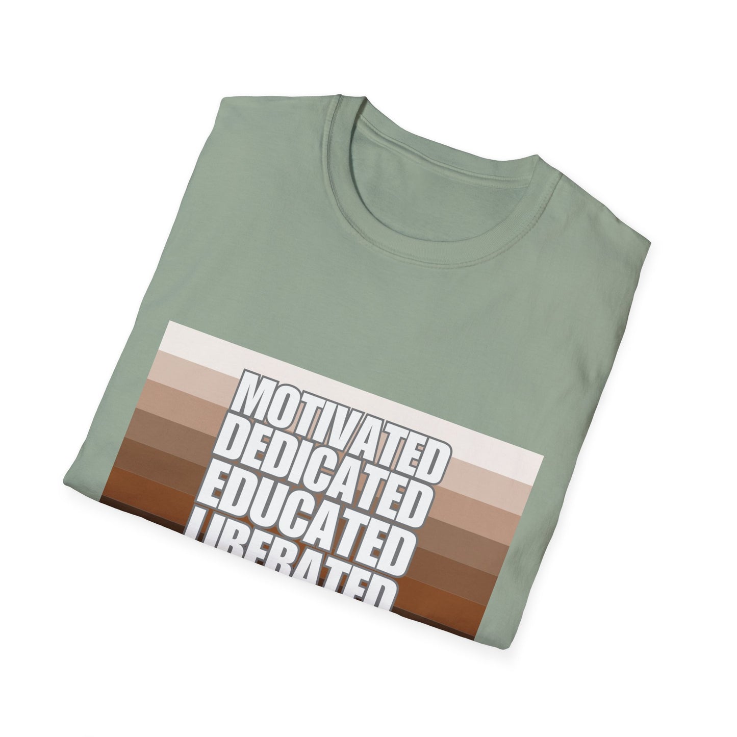 Motivated & Educated Unisex Softstyle T-Shirt - Celebrate Liberation and Melanation