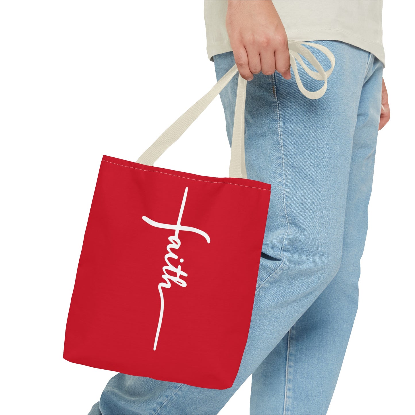 Faith Cross (Red) Tote Bag (AOP)