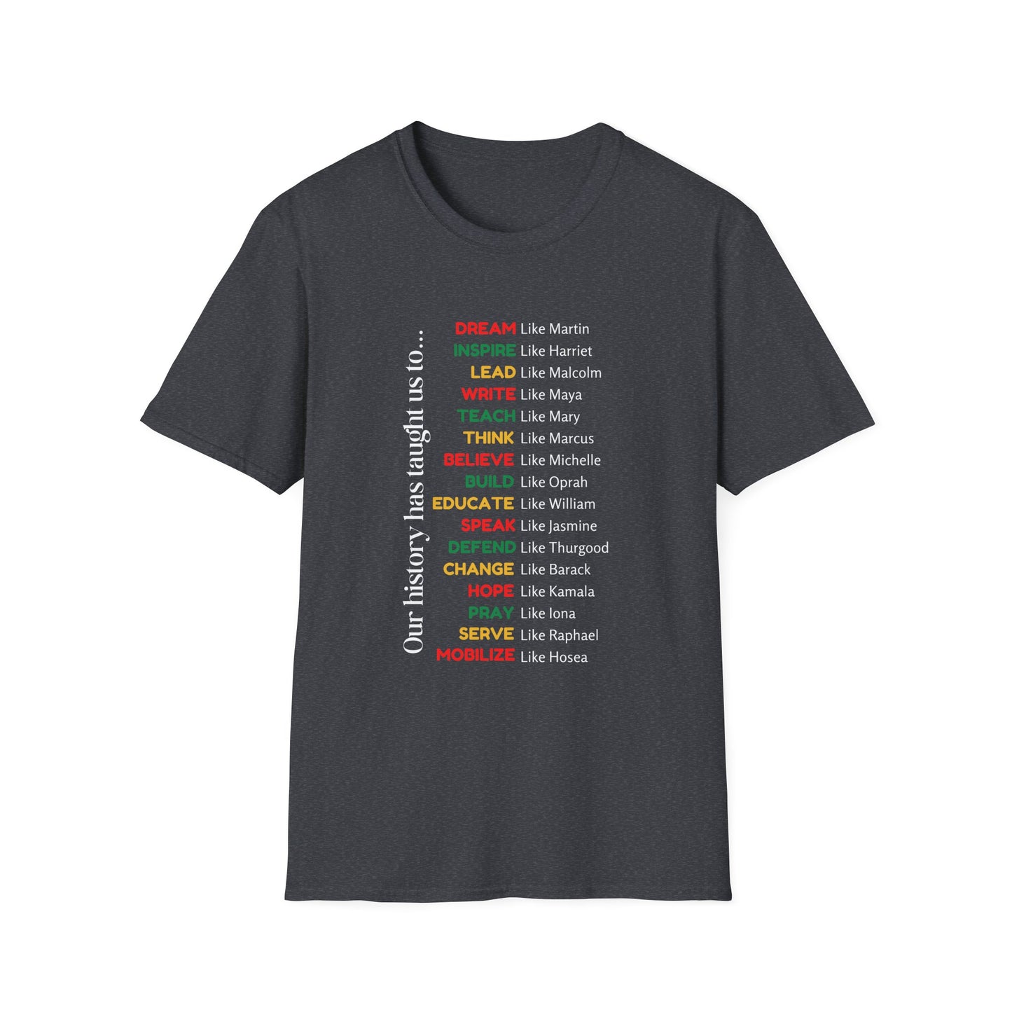 Inspirational Unisex Softstyle T-Shirt - Celebrate Our History with Empowering Messages