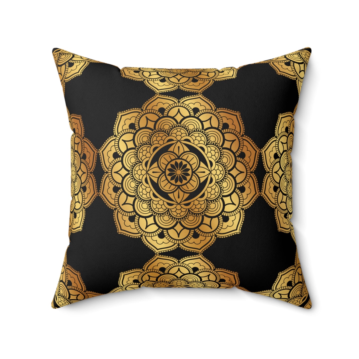 Black and Gold Faux Suede Square Pillow