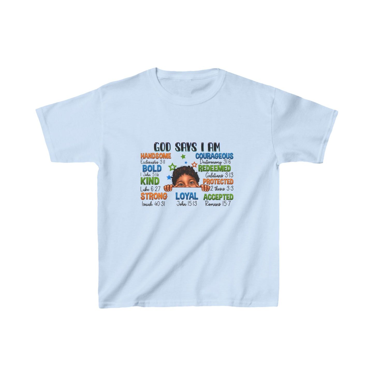 God Says I Am Kids Heavy Cotton™ Tee