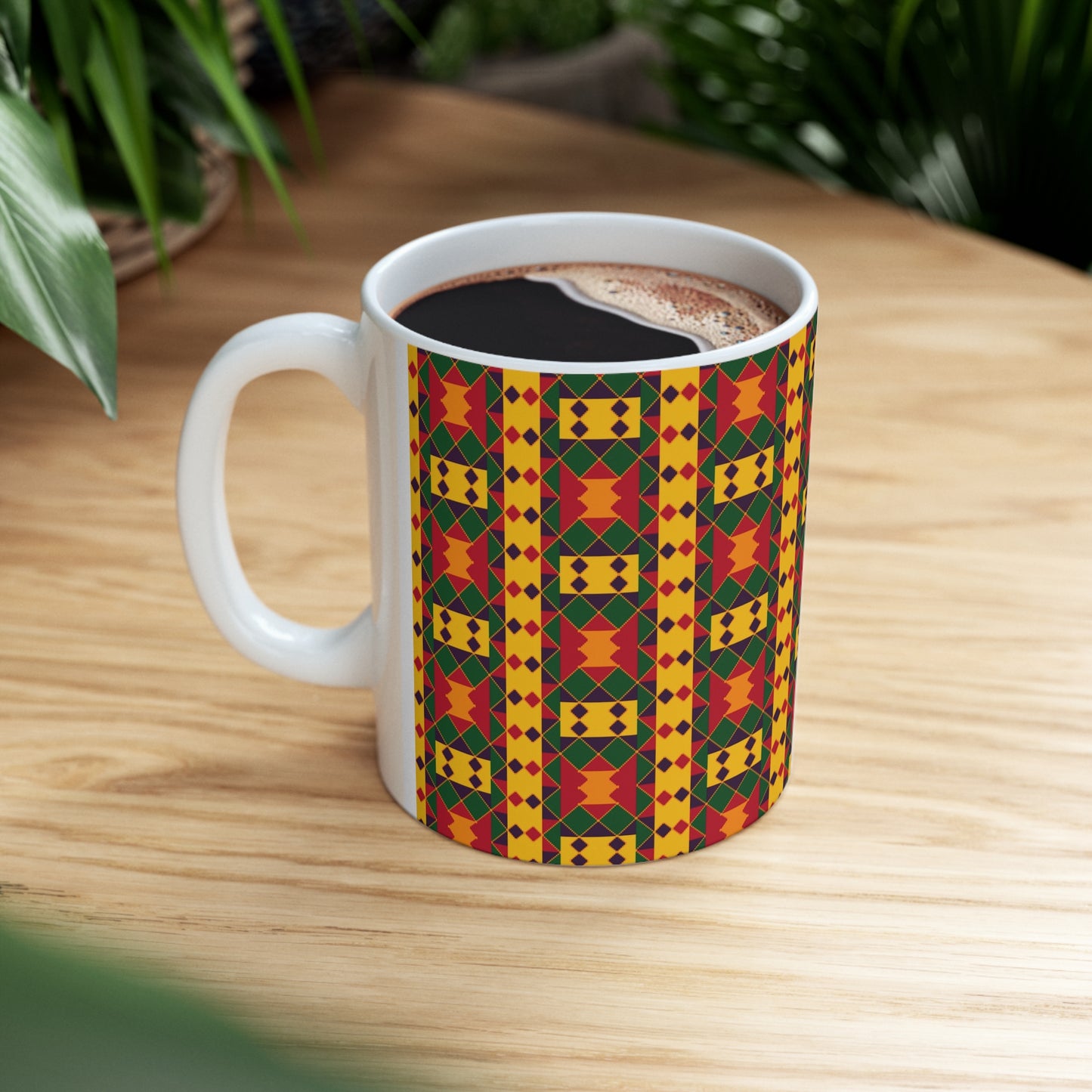 Kente Print Ceramic Mug, 11oz