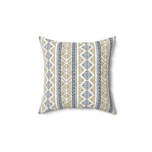 African Tribal Print Faux Suede Square Pillow