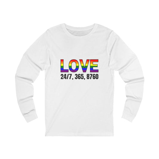 Pride Long Sleeve Tee, LGBTQ+ Apparel, Love 24/7 Shirt, Unisex Fashion, Gift for Pride Month, Inclusive Clothing