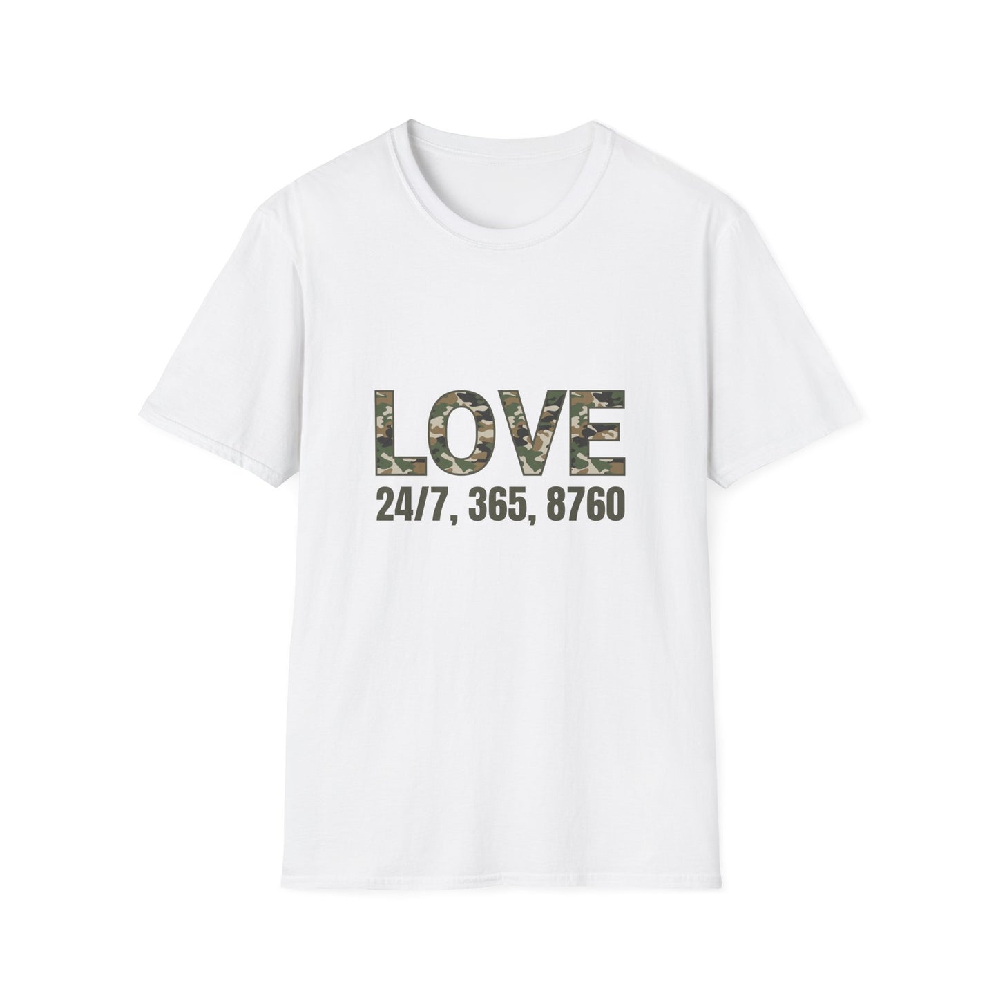 Love All Year Unisex Softstyle T-Shirt (Camouflage) | Casual Wear, Gift for Her, Gift for Him, Love Shirt, Everyday Outfit