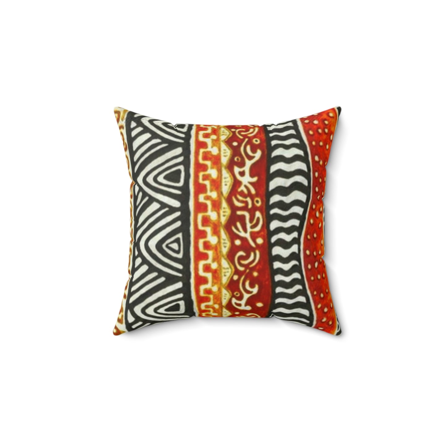 African Tribal Inspired Faux Suede Square Pillow