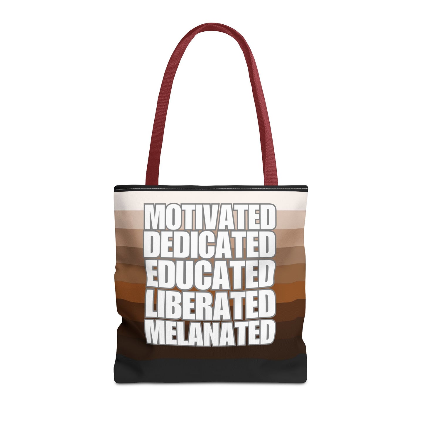 Empowering Quotes Tote Bag - Motivated, Dedicated, Educated, Liberated, Melanated