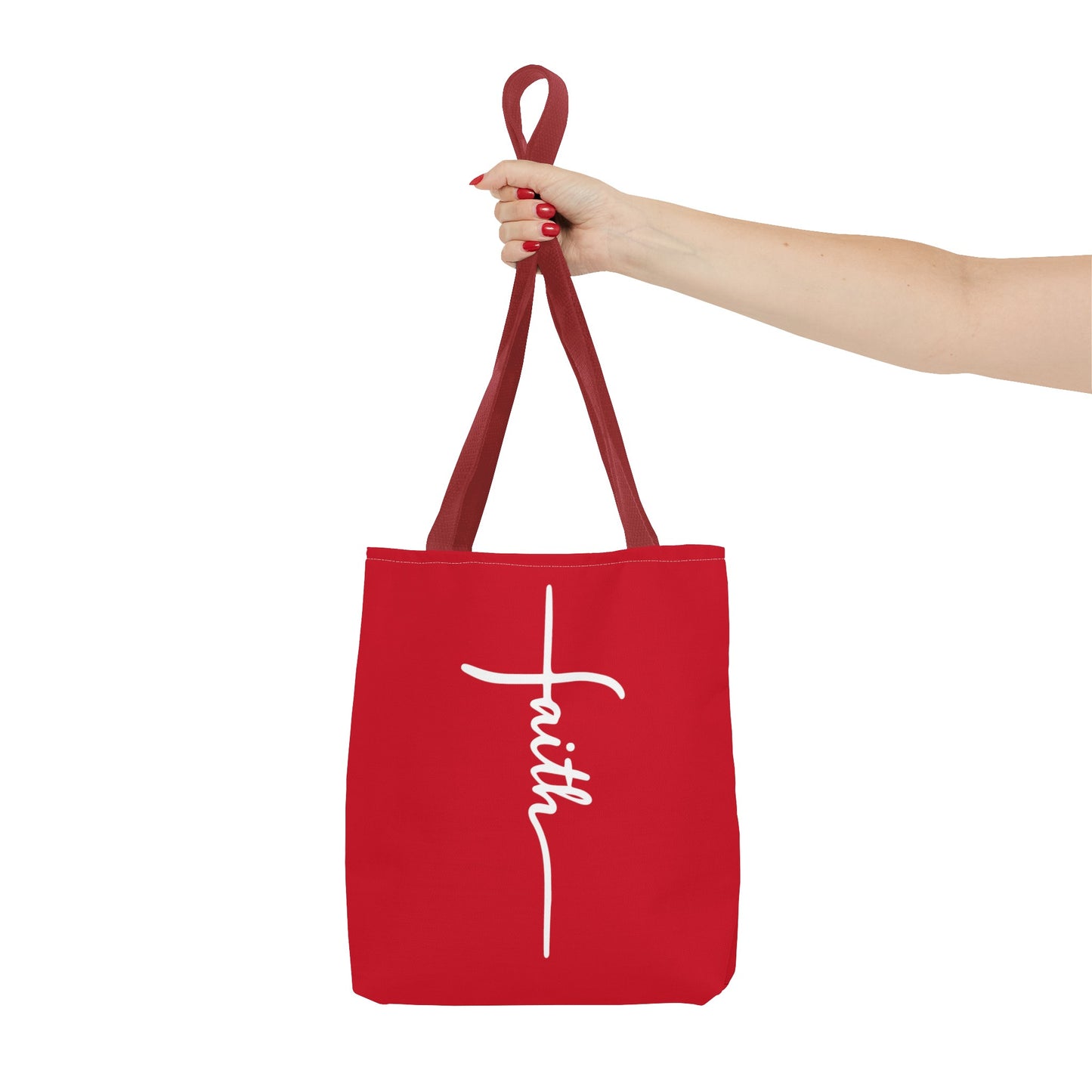 Faith Cross (Red) Tote Bag (AOP)