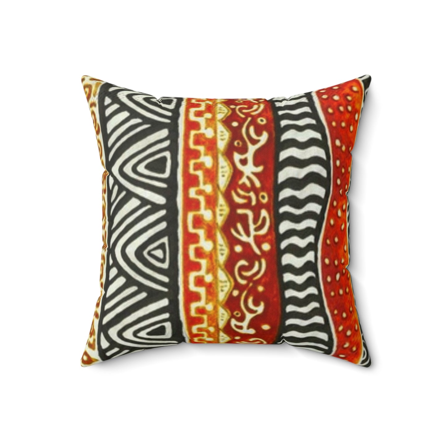 African Tribal Inspired Faux Suede Square Pillow