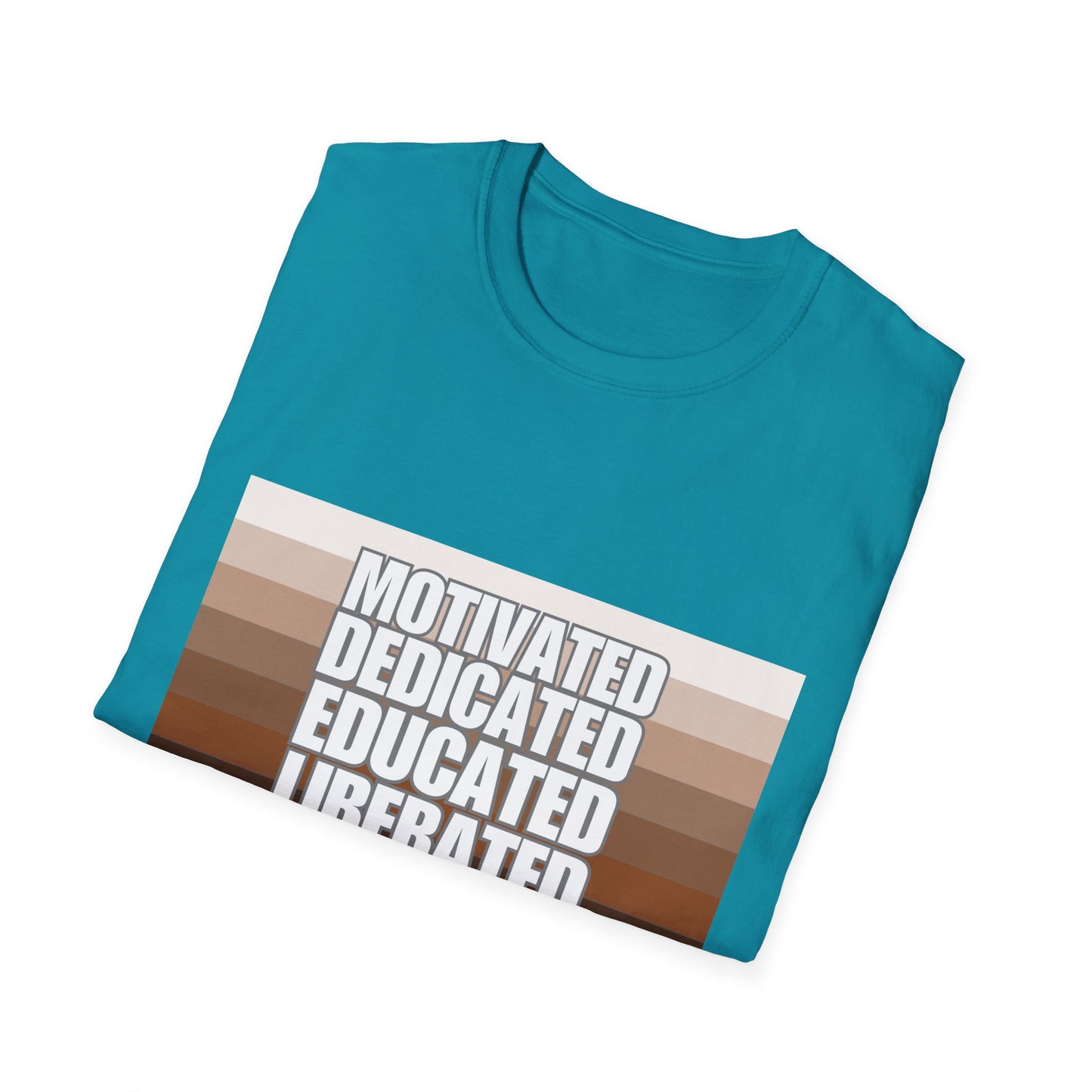 Motivated & Educated Unisex Softstyle T-Shirt - Celebrate Liberation and Melanation