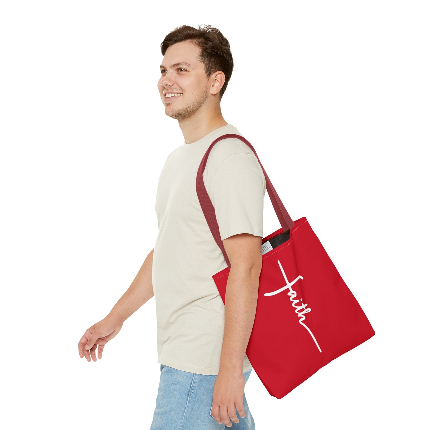 Faith Cross (Red) Tote Bag (AOP)