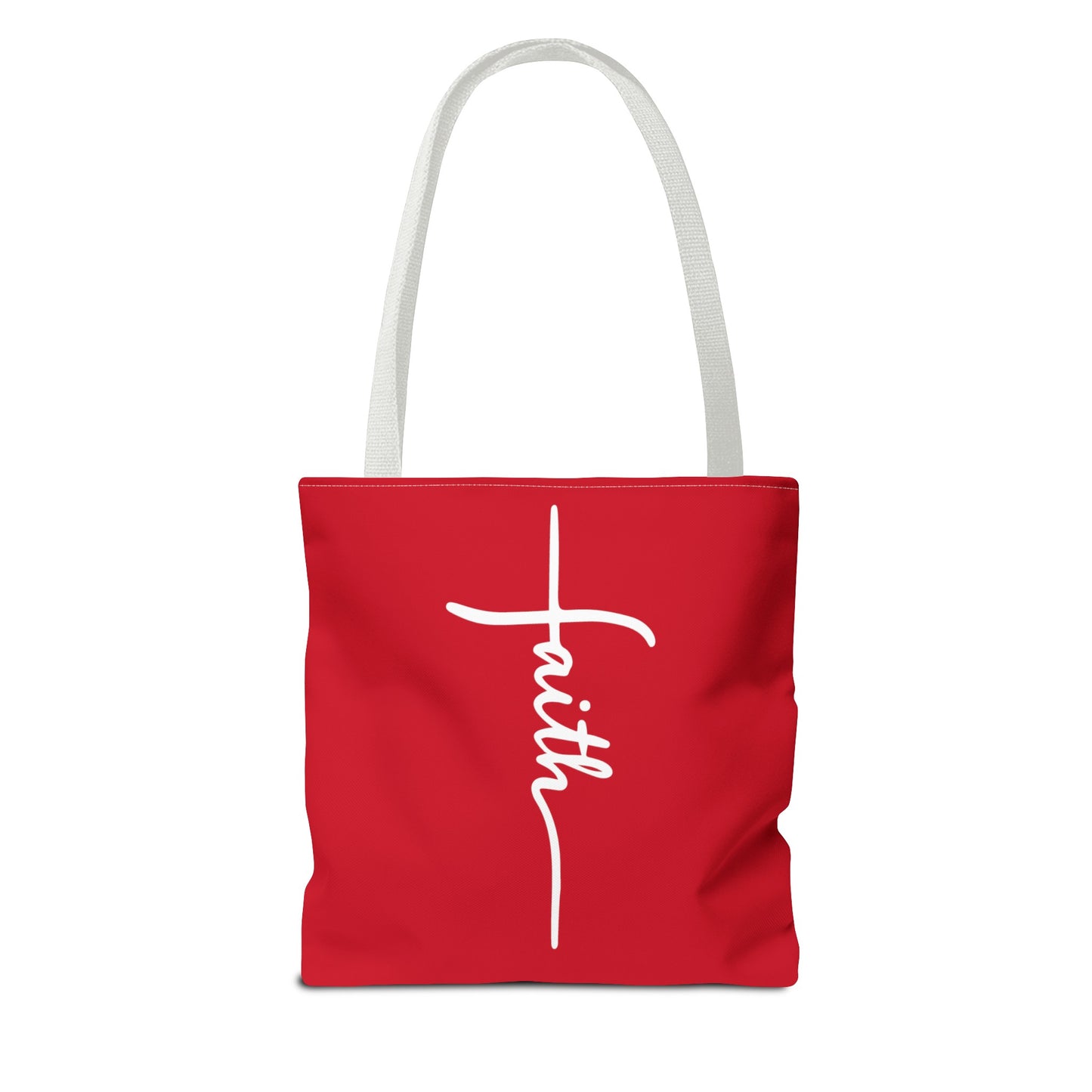 Faith Cross (Red) Tote Bag (AOP)