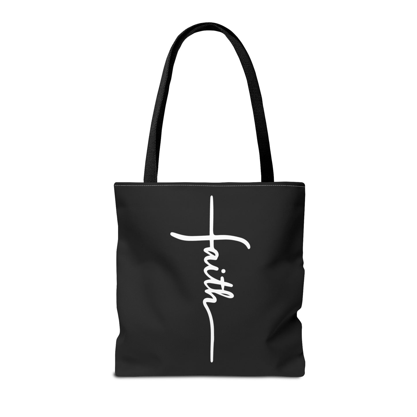 Faith Cross (Black) Tote Bag (AOP)